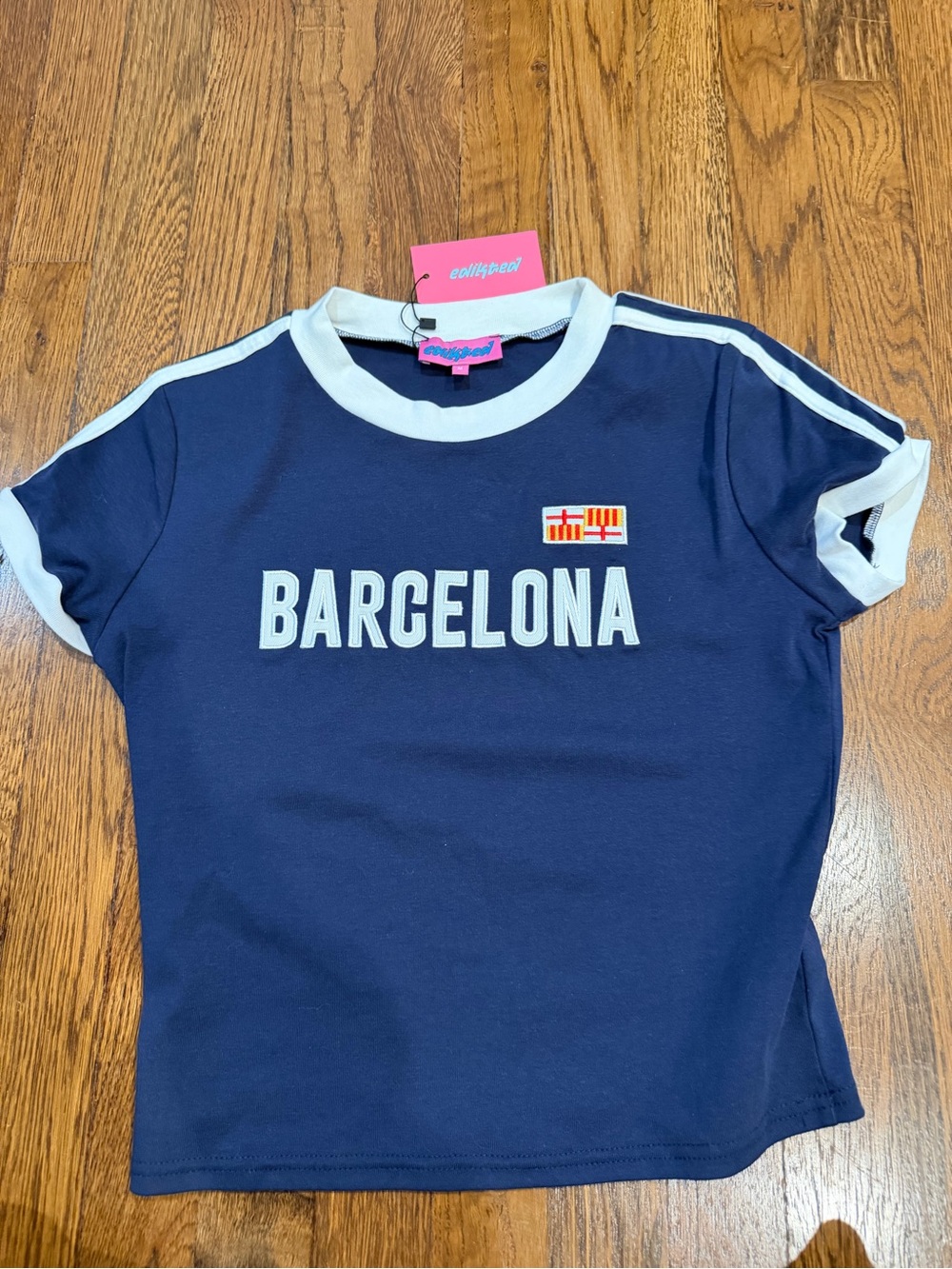 Edikted Barcelona Graphic Ringer Tee - Navy